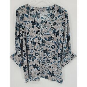 Habitat Clothes to Live in Floral Cotton Tunic Top Size Large Artsy Lagenlook